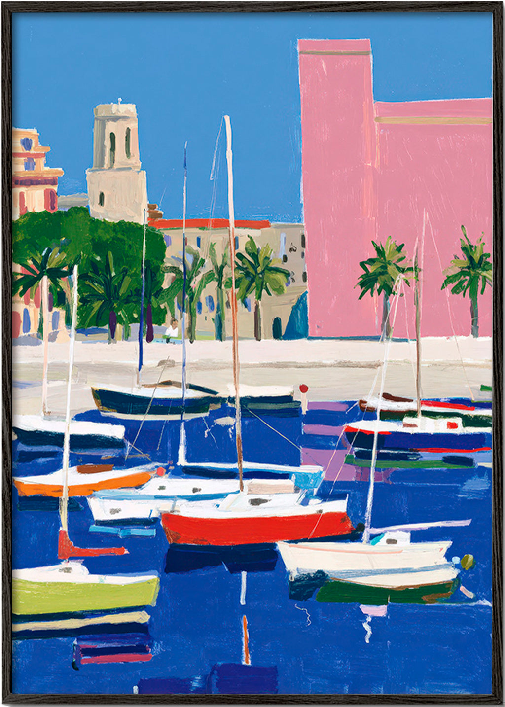 Pastel harbour landscape