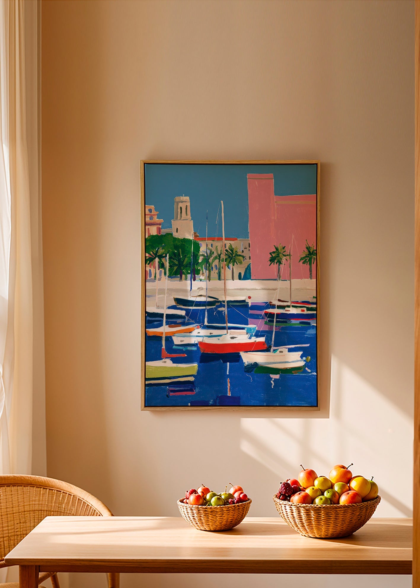 Pastel harbour landscape