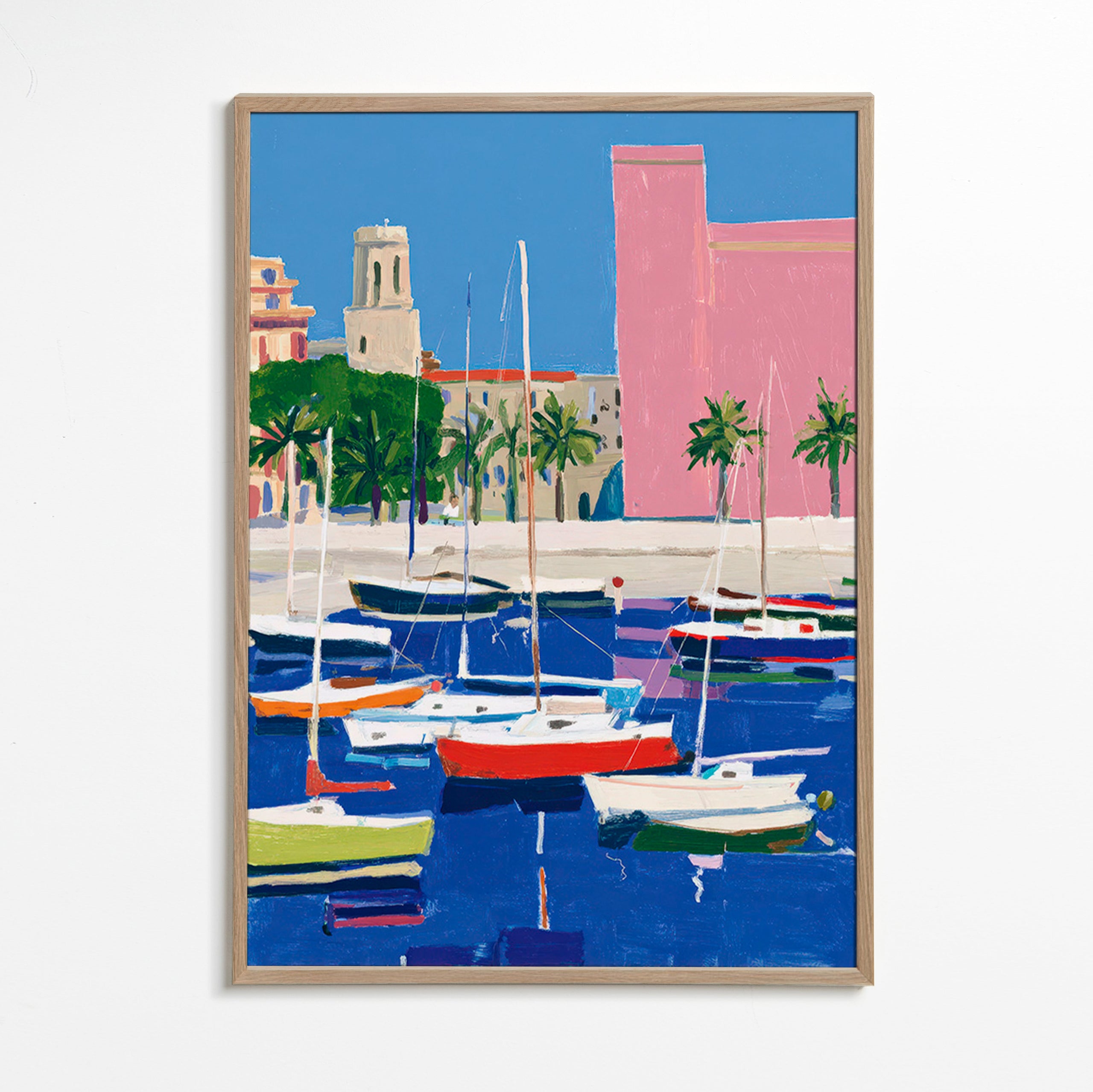 Pastel harbour landscape