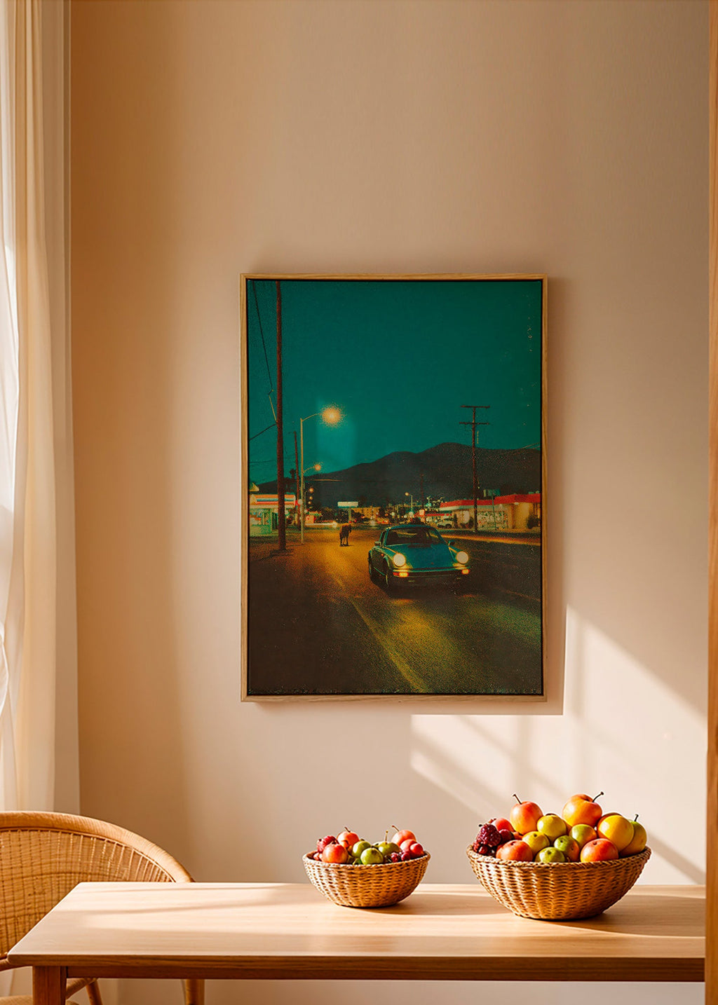 Landscape art: desert highway at night