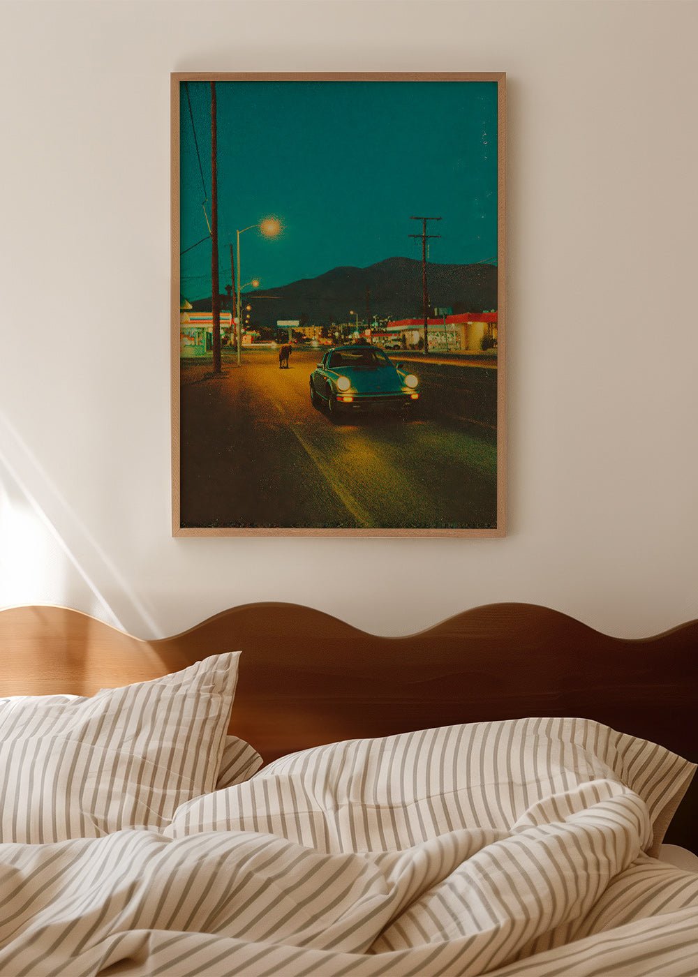 Landscape art: desert highway at night