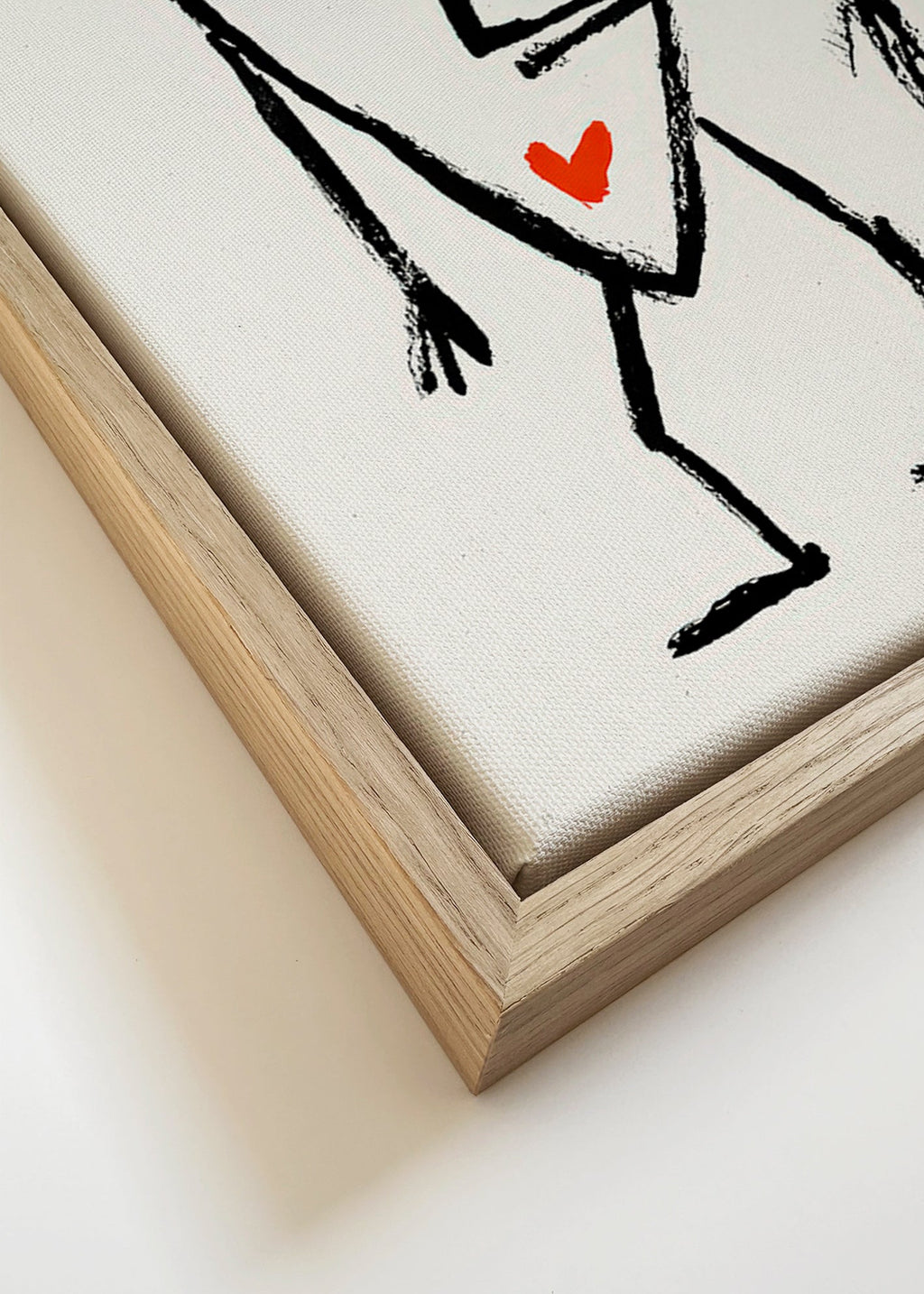 Abstract artwork linear face with red heart