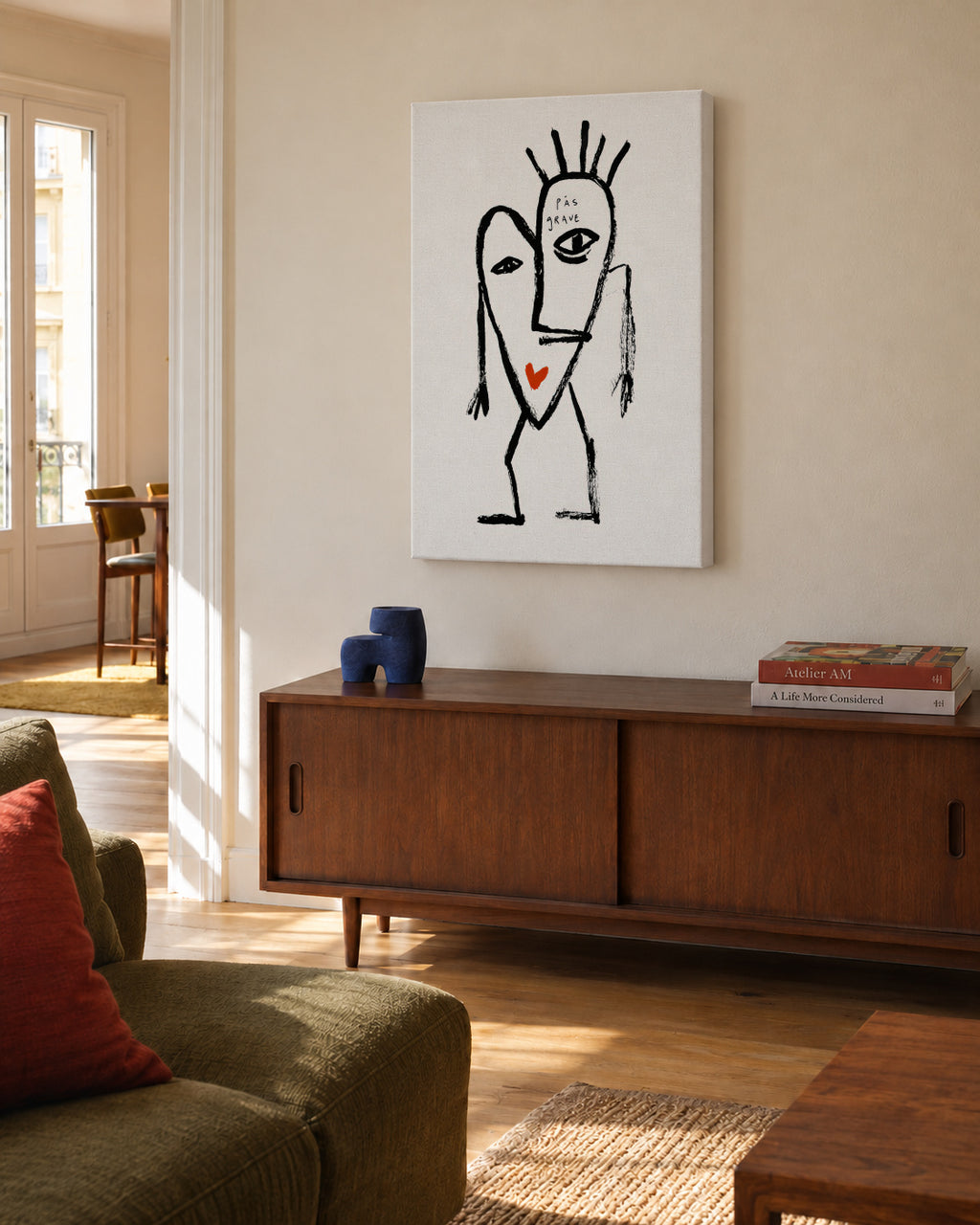 Abstract Face - Unframed canvas in an interior