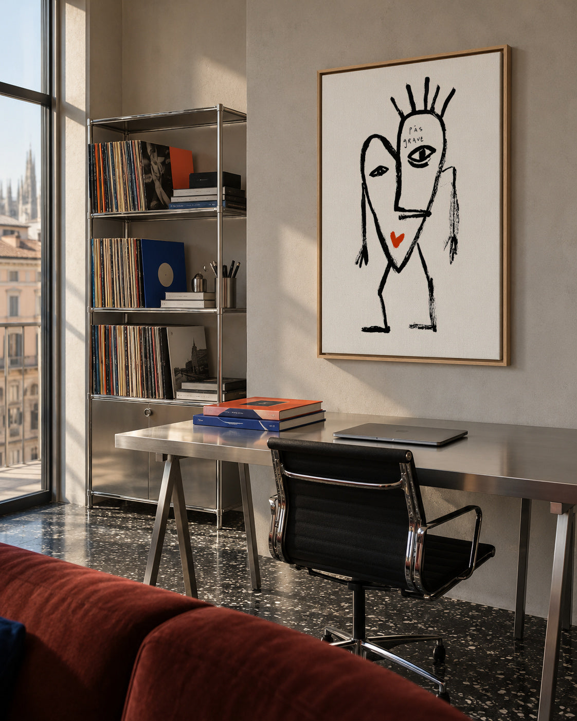 Abstract Face - Framed canvas in an interior