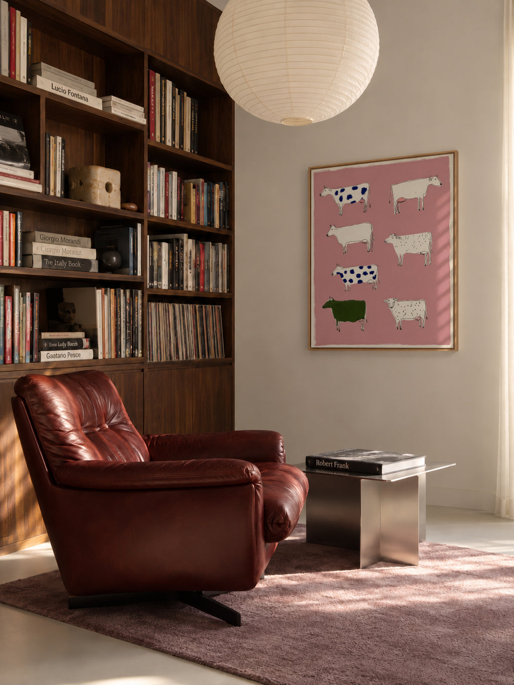 Pink Farm - Framed canvas in an interior