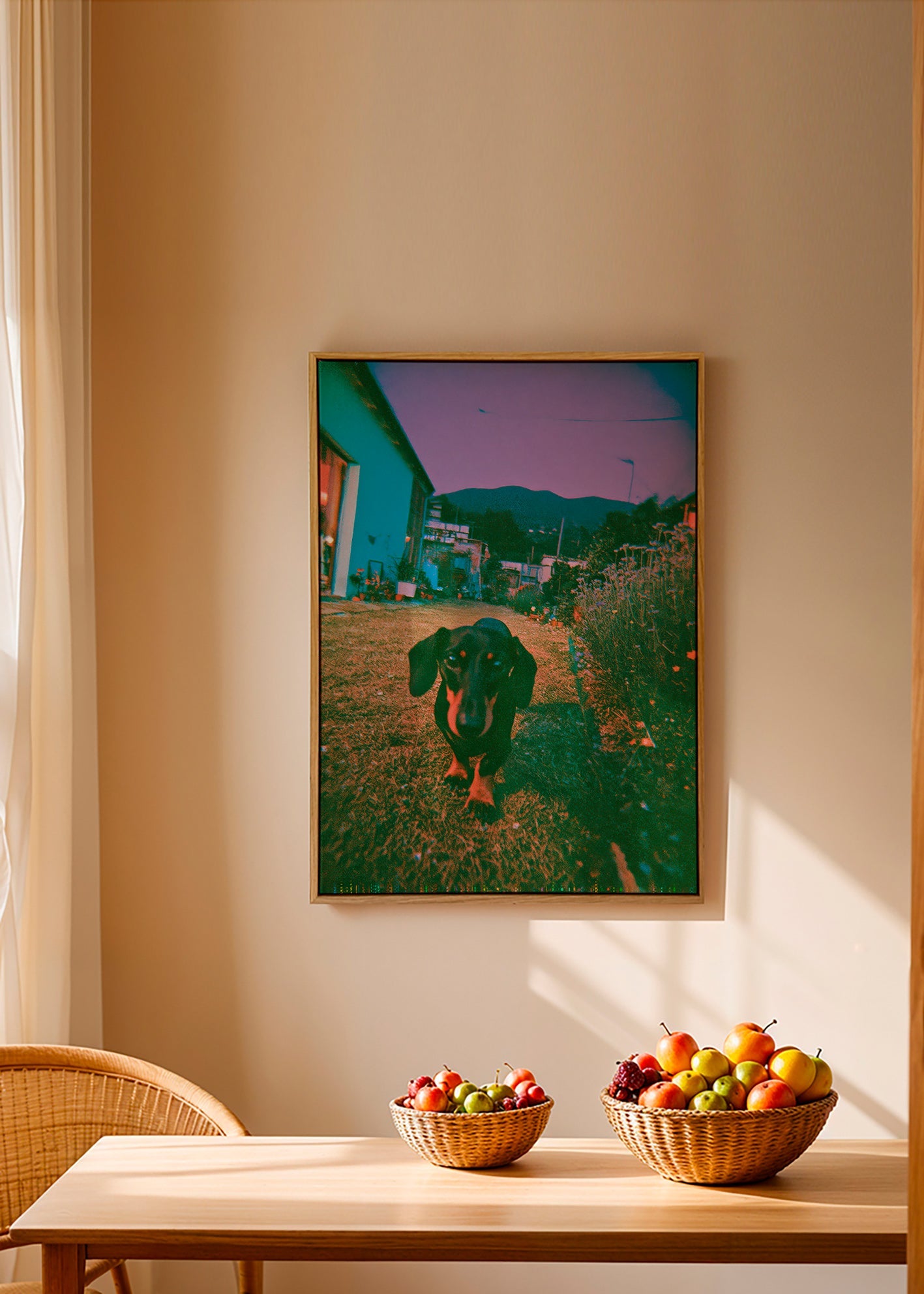 Dog at dusk photograph