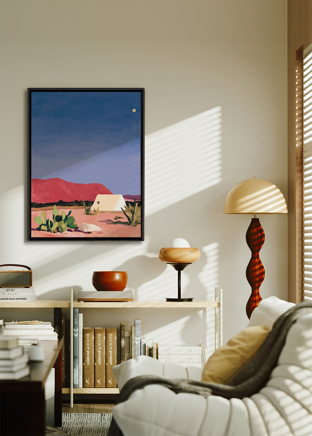 Landscape art: desert tent and cacti