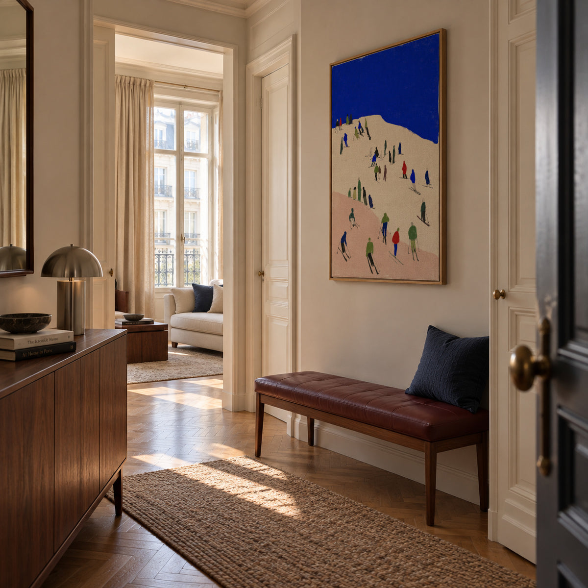 Blue Slopes - Framed canvas in an interior