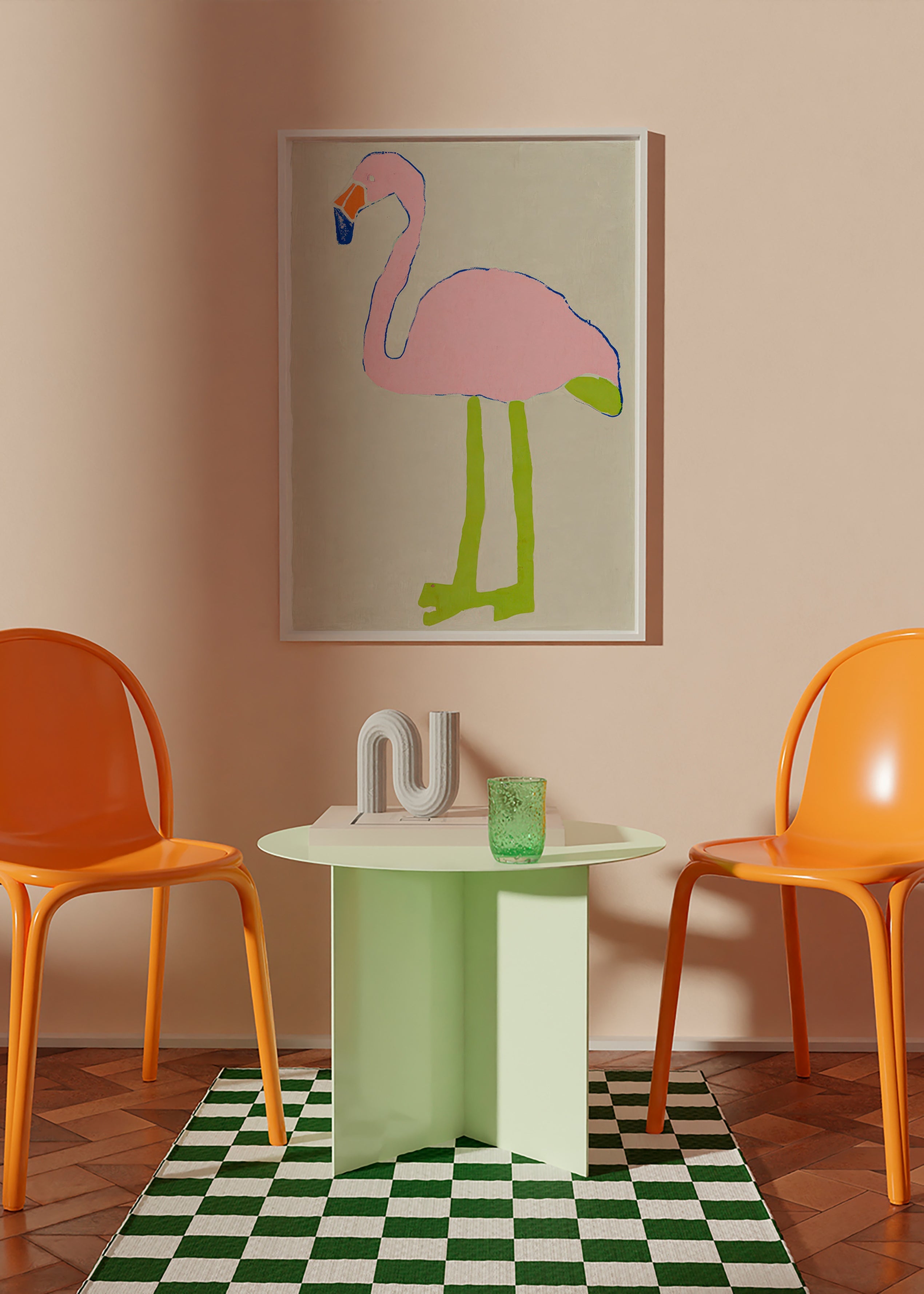 Pink flamingo art print