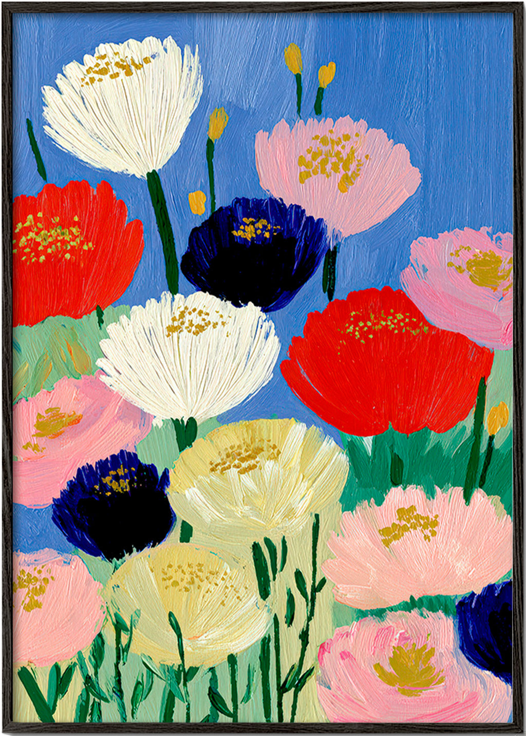 Botanical print with bold brush flowers