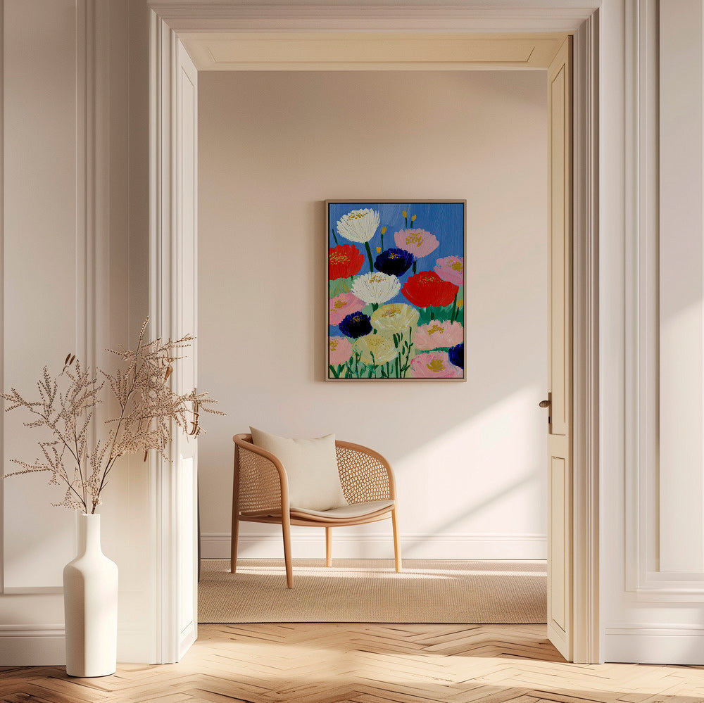 Botanical print with bold brush flowers
