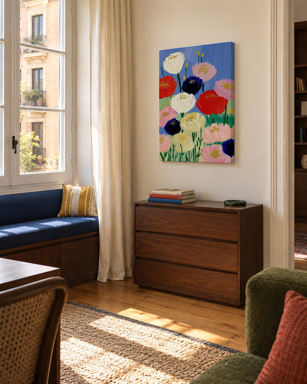 Floral Symphony - Unframed canvas in an interior