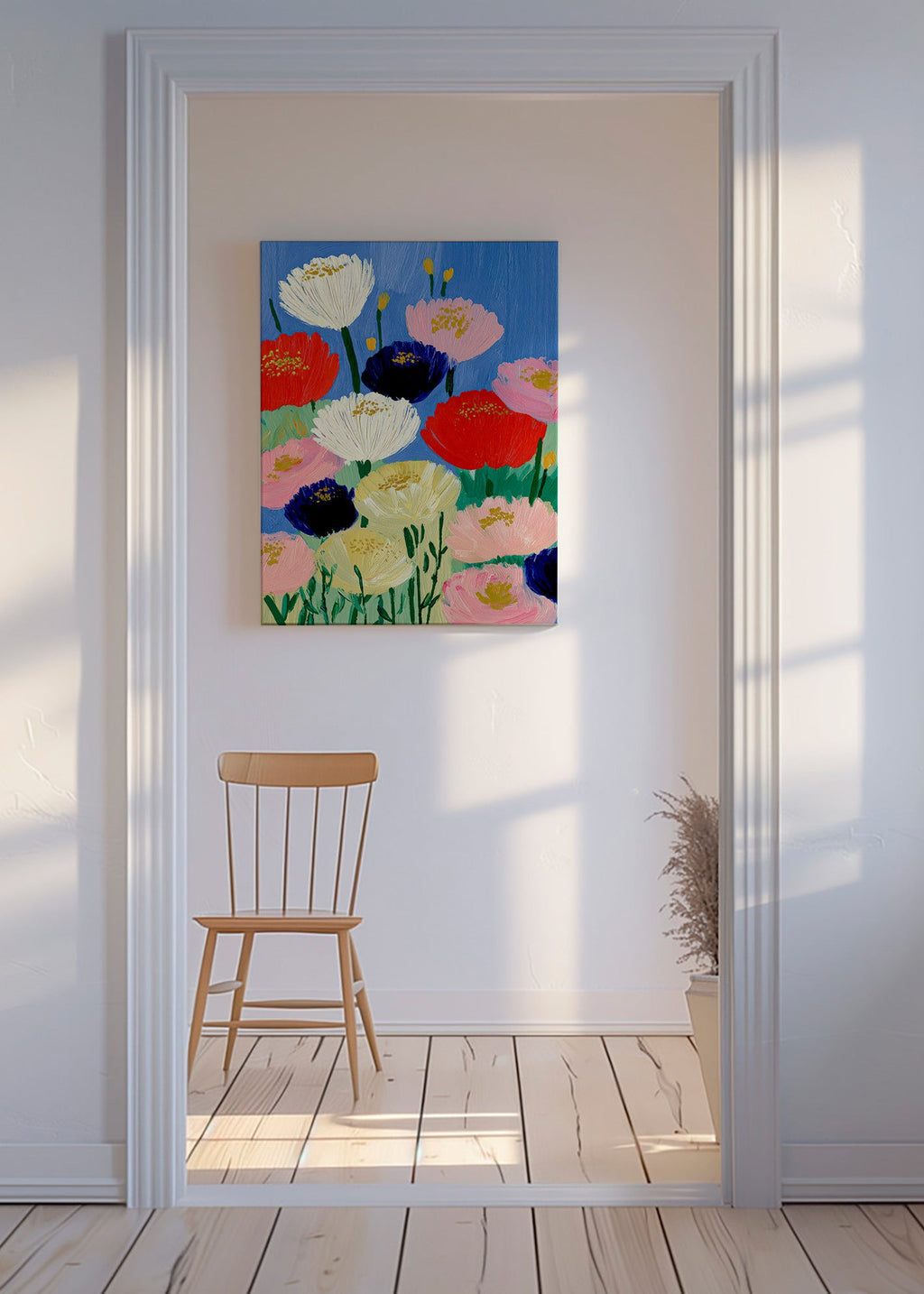 Botanical print with bold brush flowers
