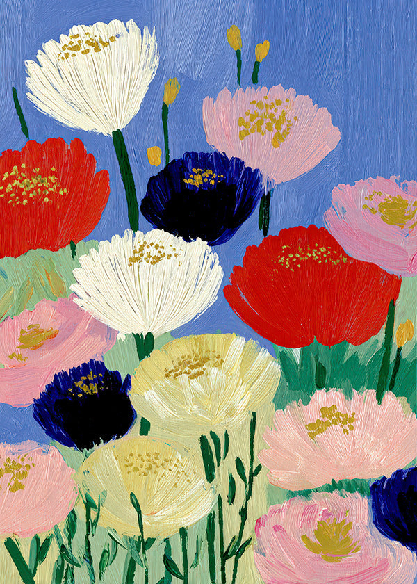 Botanical print with bold brush flowers