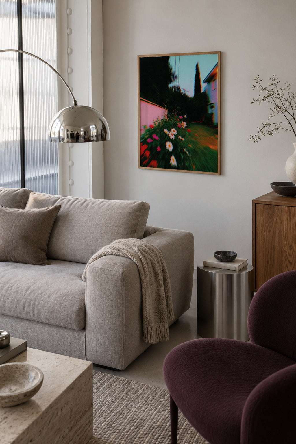 Blurred Garden - Framed poster in an interior