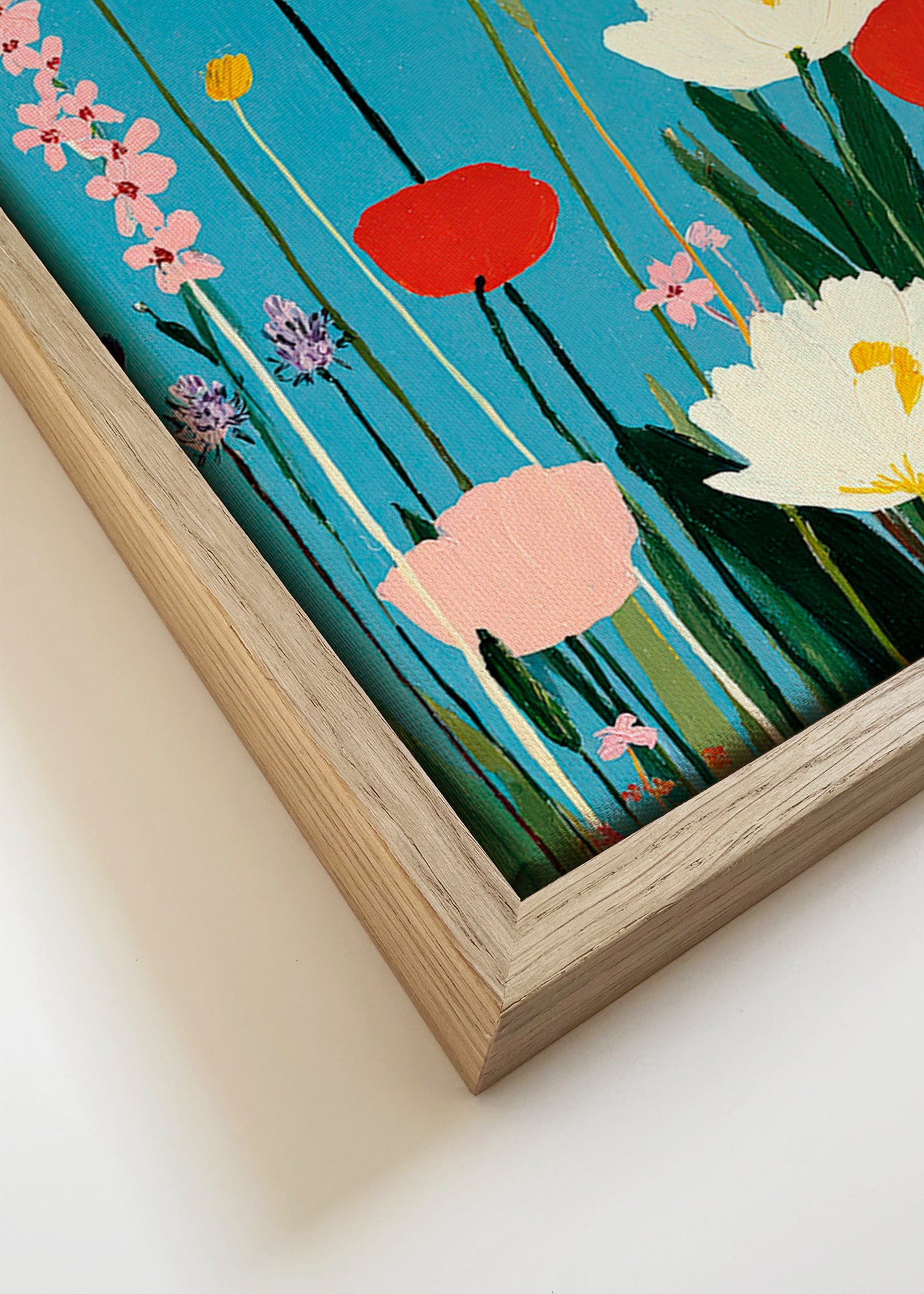 Botanical print of wildflowers on blue