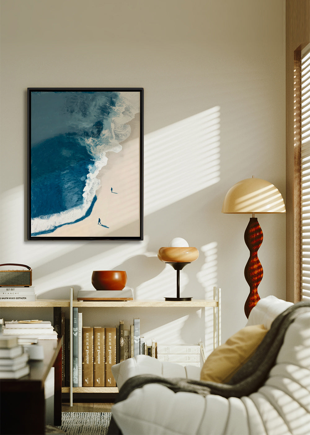 Landscape art: winter waves aerial view