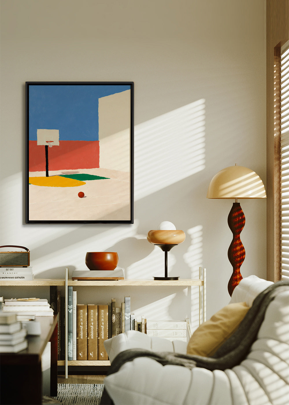 Sports art: minimal court with ball