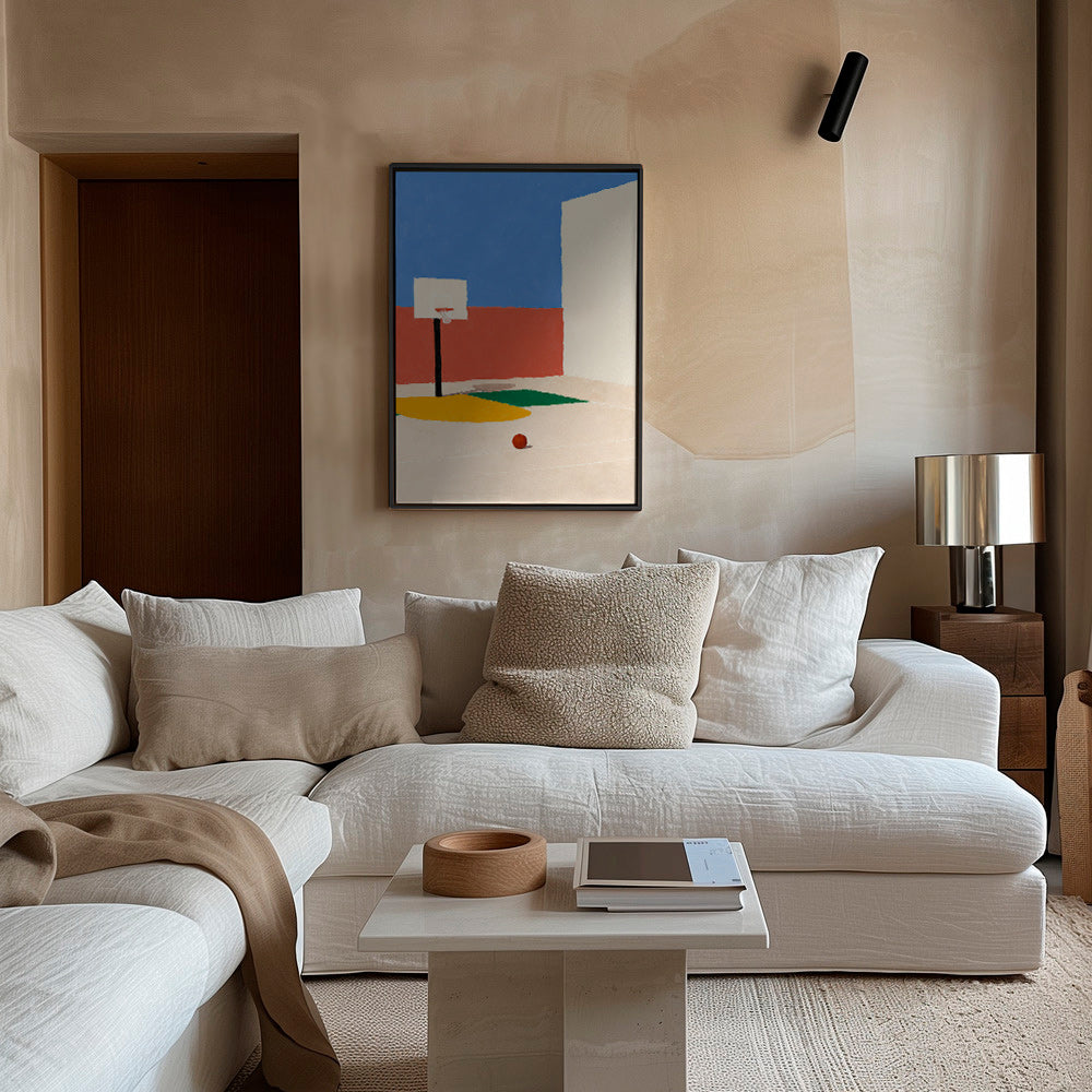 Sports art: minimal court with ball