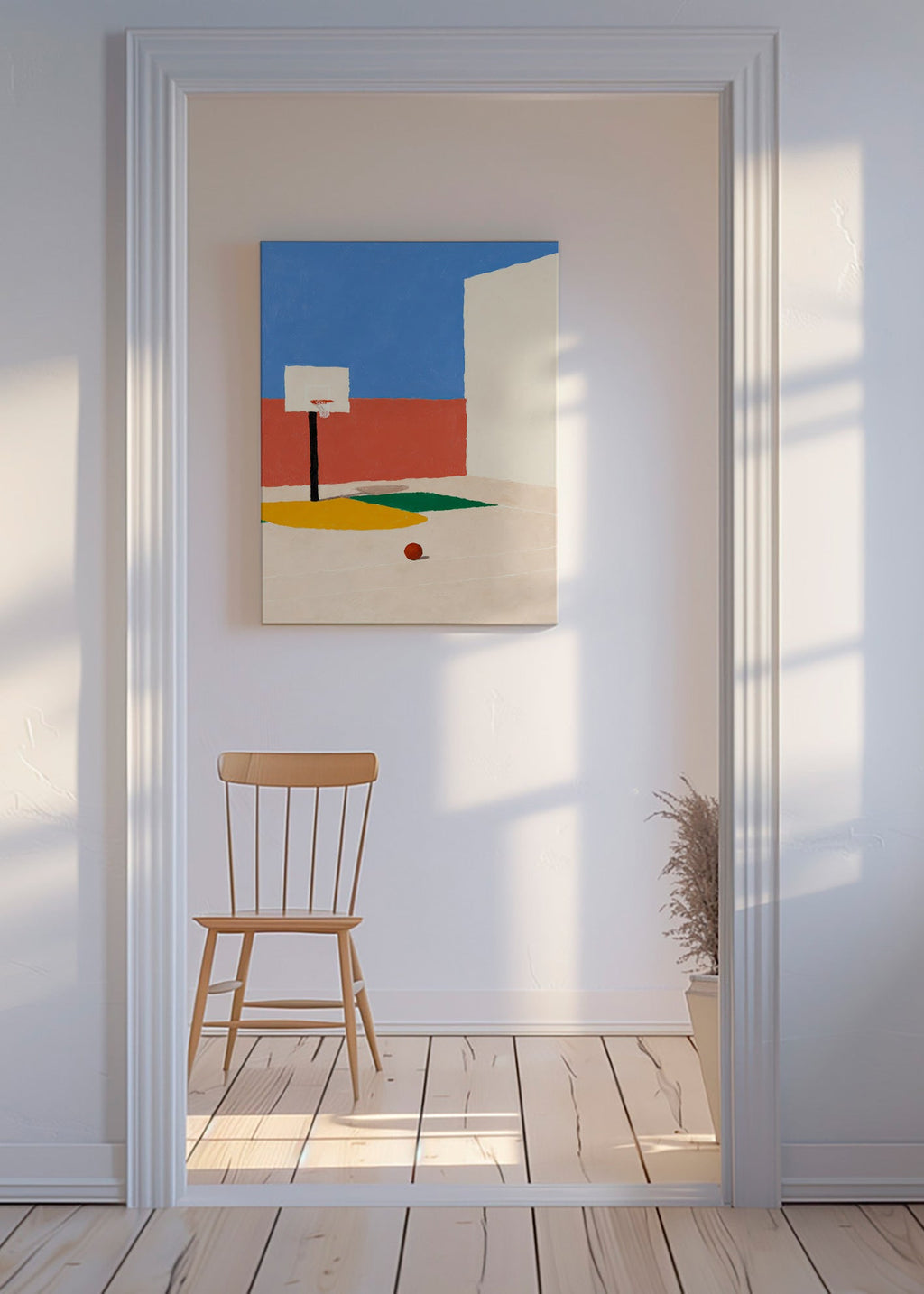 Sports art: minimal court with ball