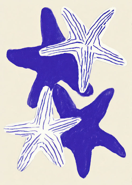 Starfish artwork in indigo