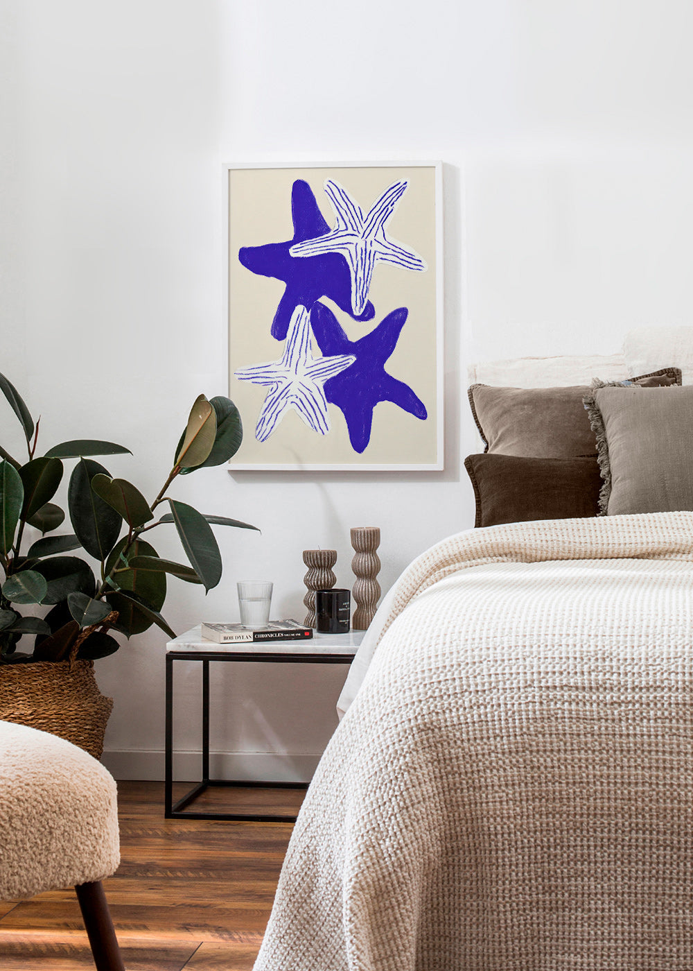 Starfish artwork in indigo
