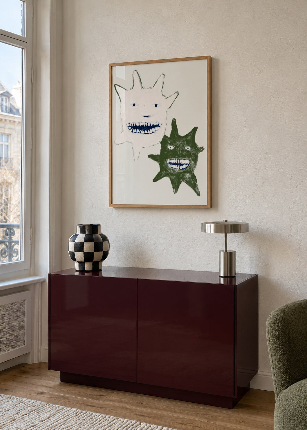 Twin Monsters - Framed poster in an interior