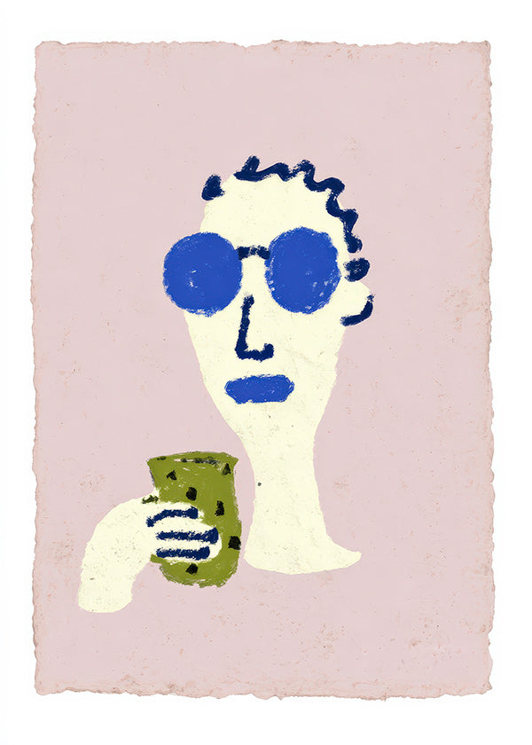 Illustration portrait with blue sunglasses