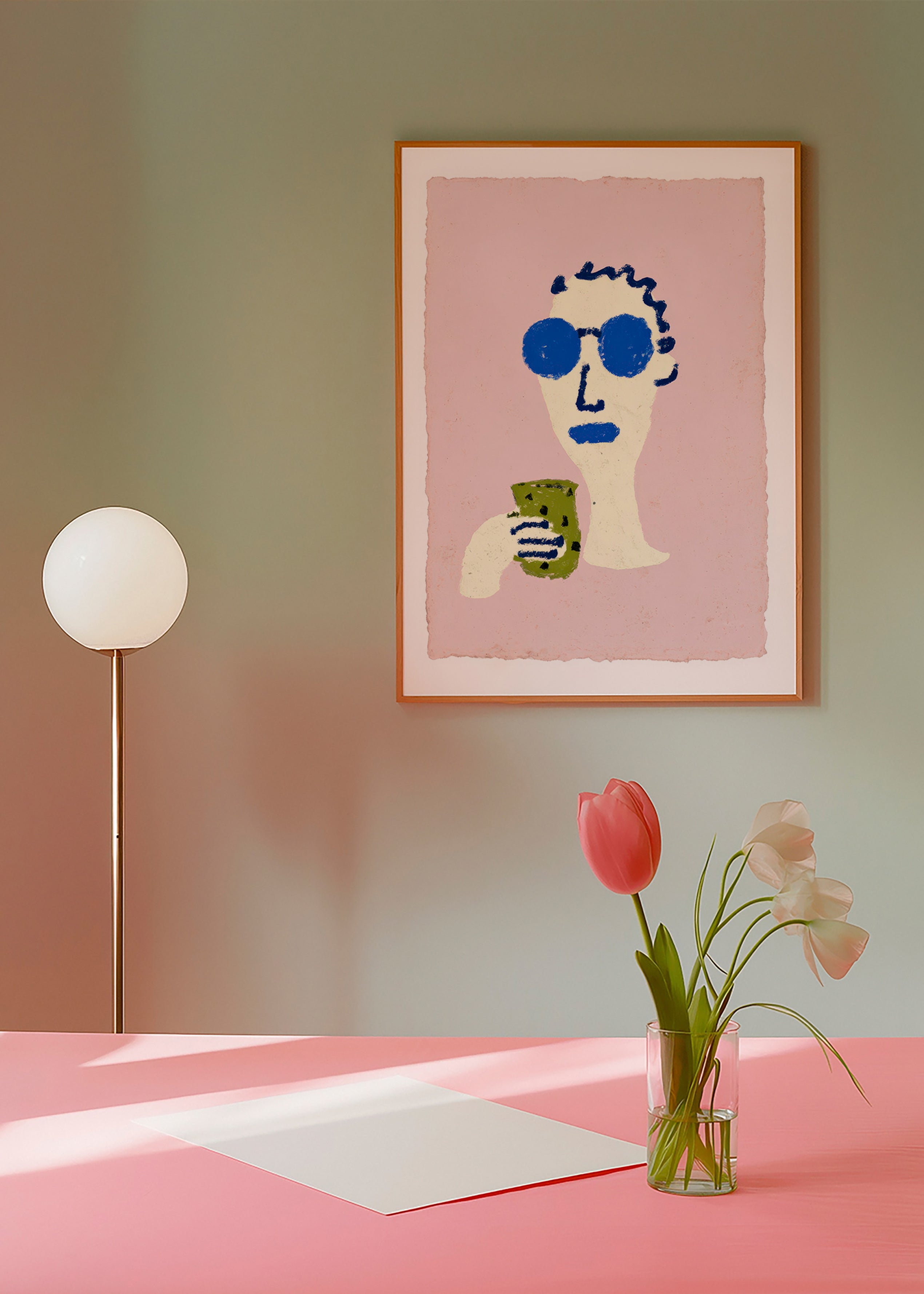 Illustration portrait with blue sunglasses
