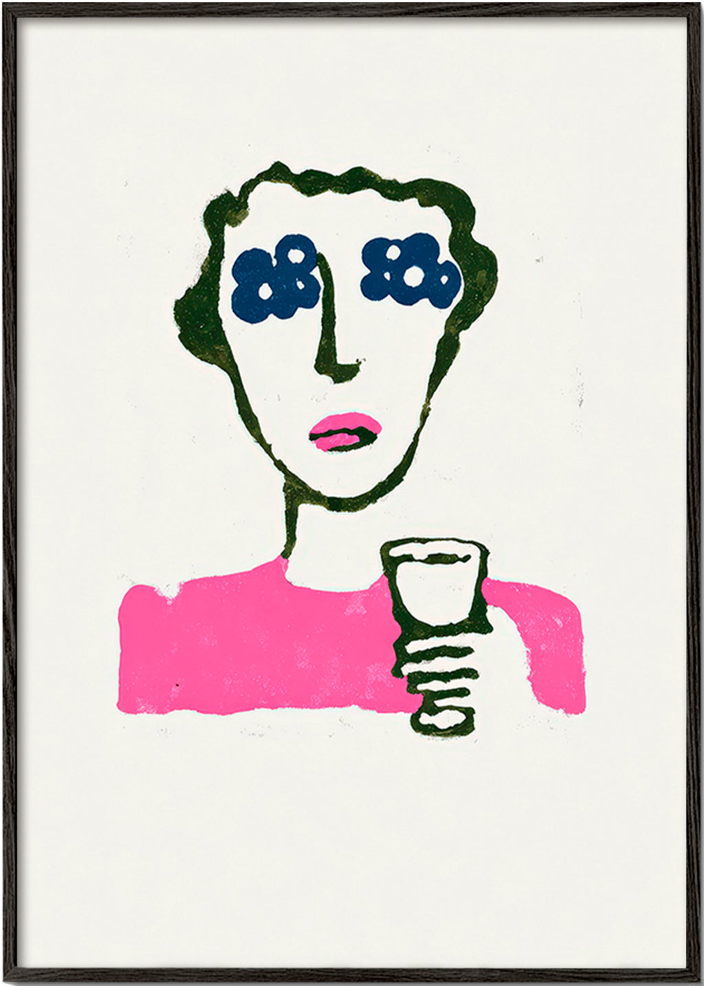 Illustration with floral eyes and cup