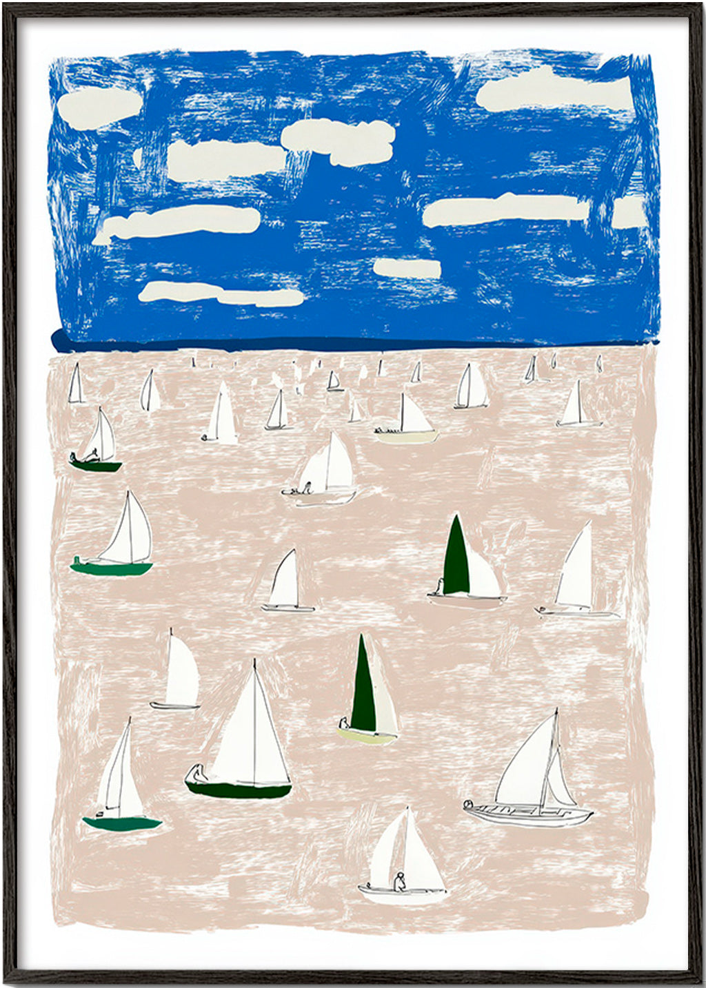 Landscape art with sailboats