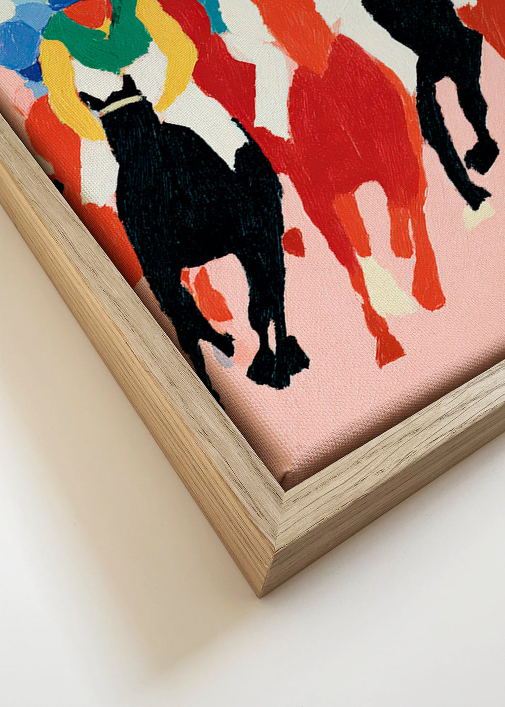 Sports art: colorful horse race
