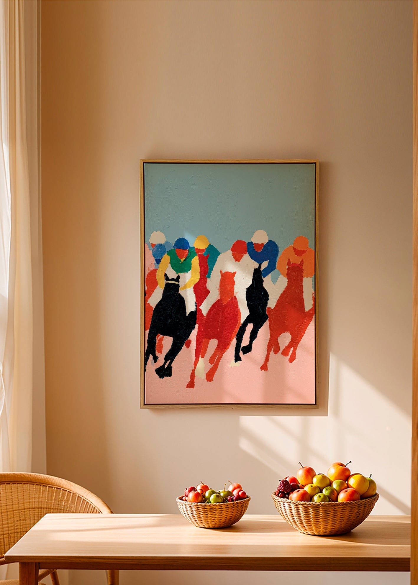 Sports art: colorful horse race