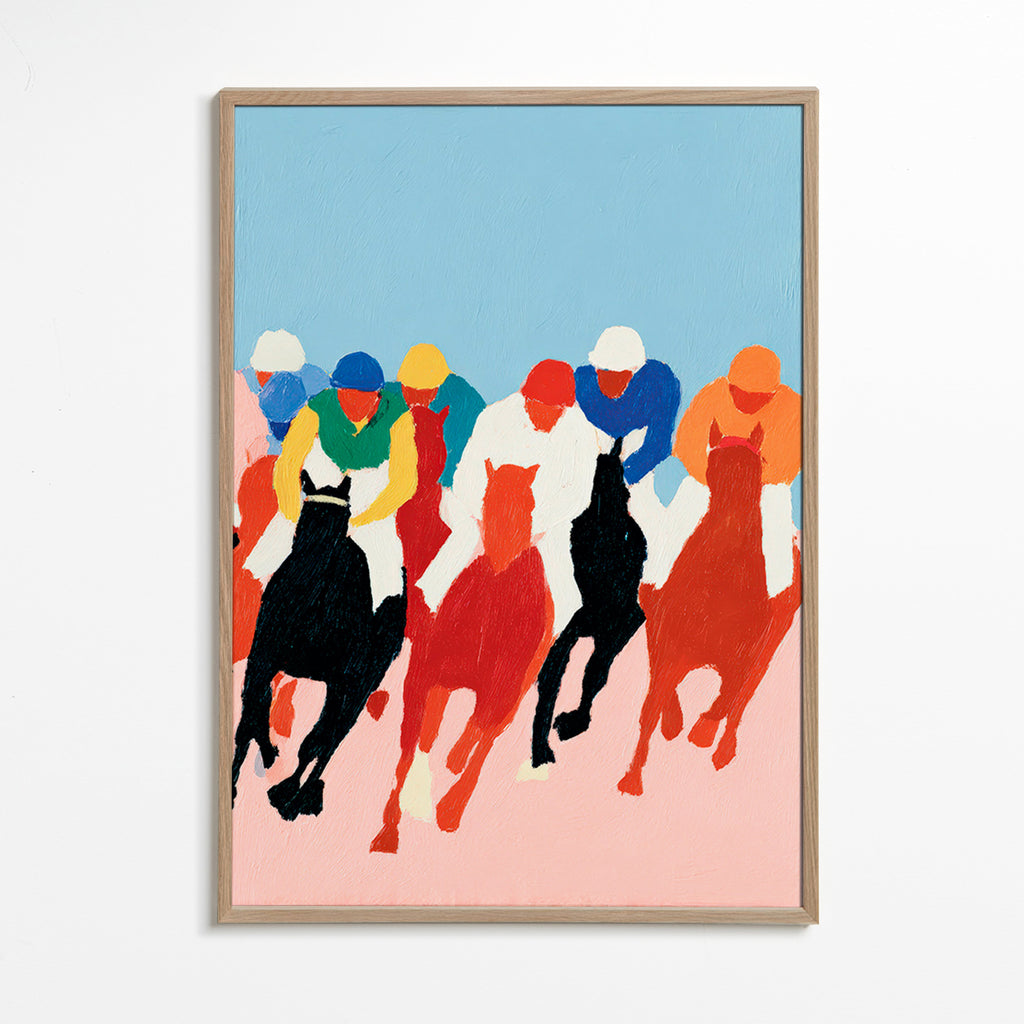 Sports art: colorful horse race