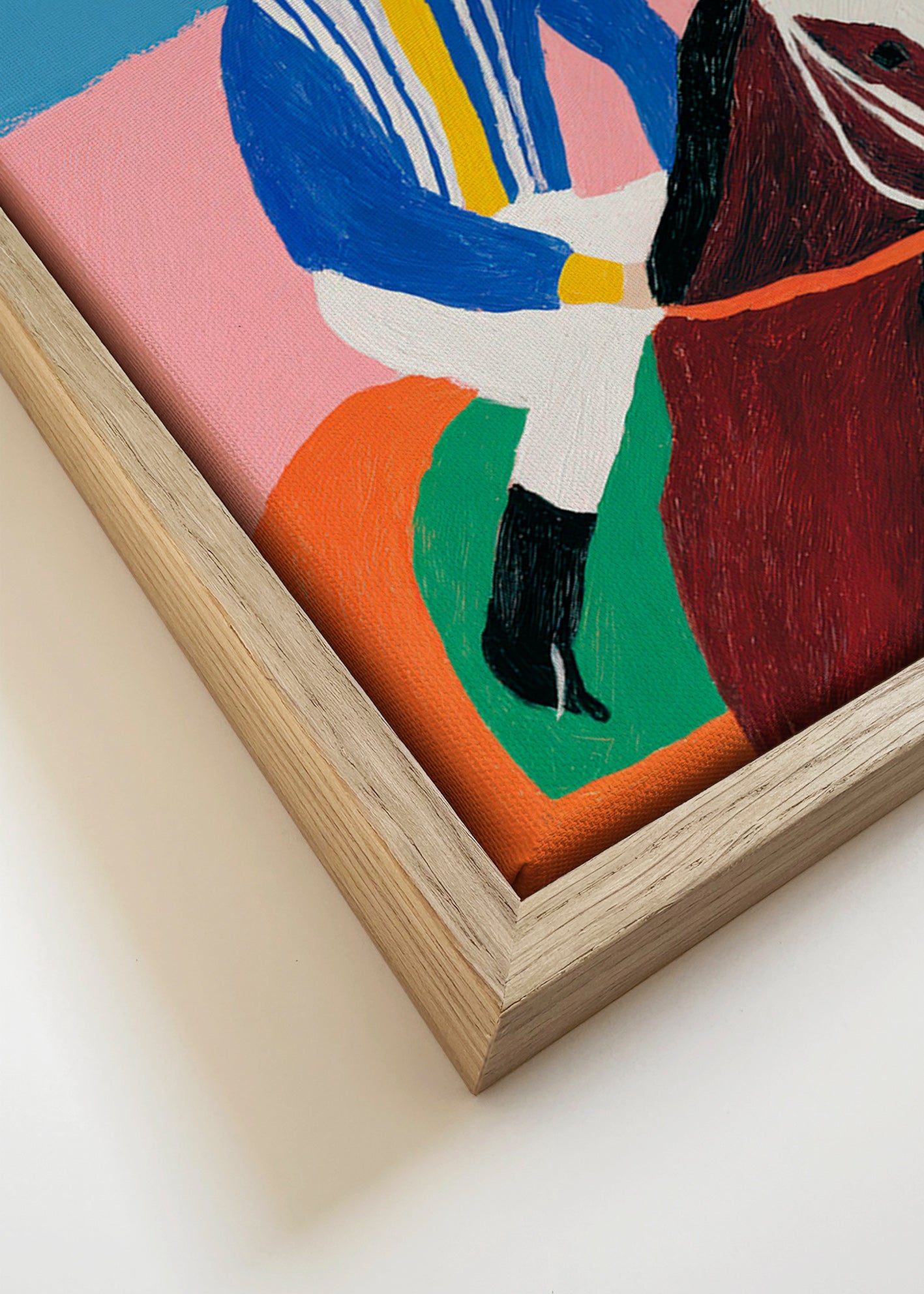 Sports art: jockey and horse in flat colors