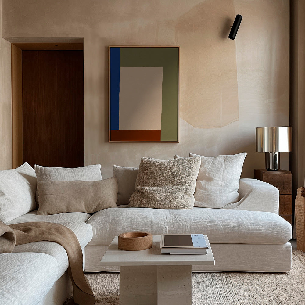 Geometric poster with beige rectangle