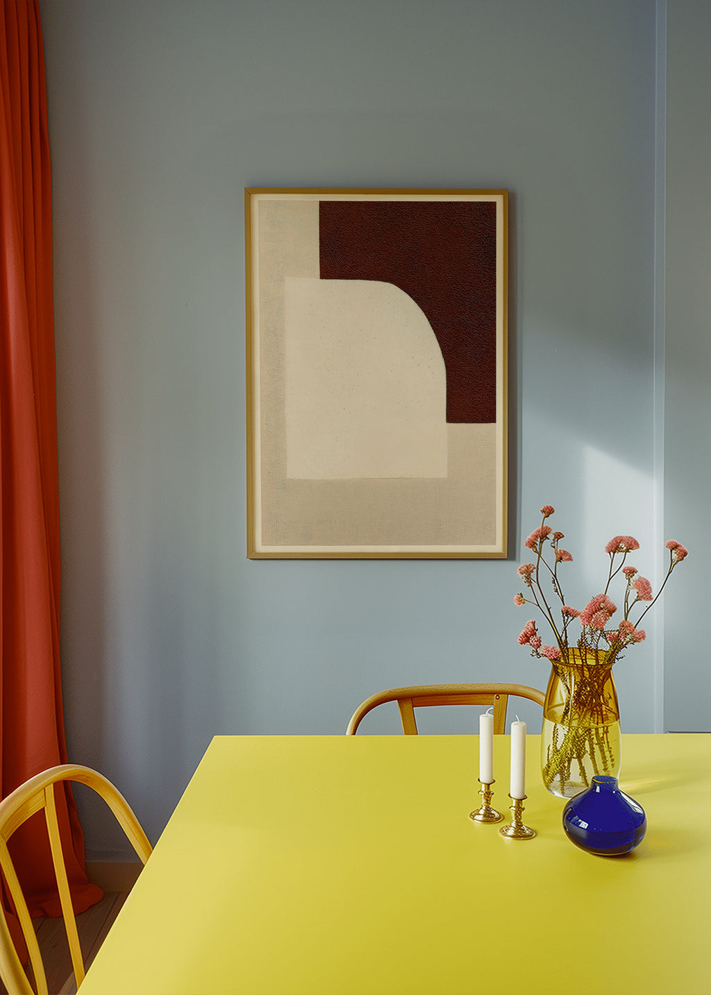 Abstract arch artwork in warm neutrals