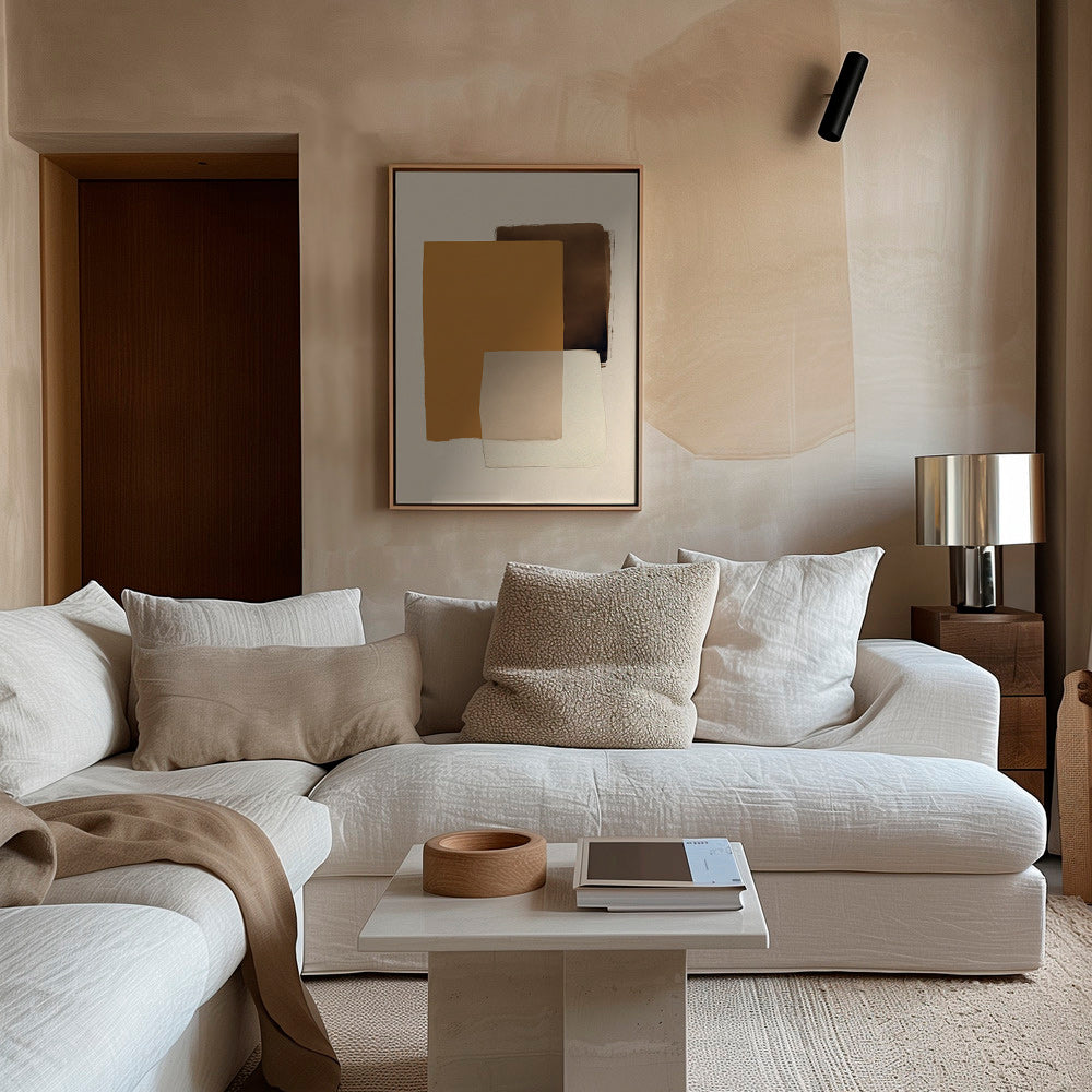 Abstract artwork in ochre layers