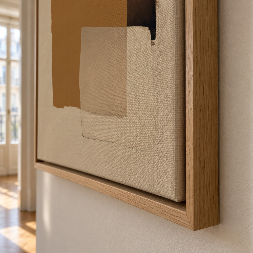 Ochre Layers - Framed canvas detail