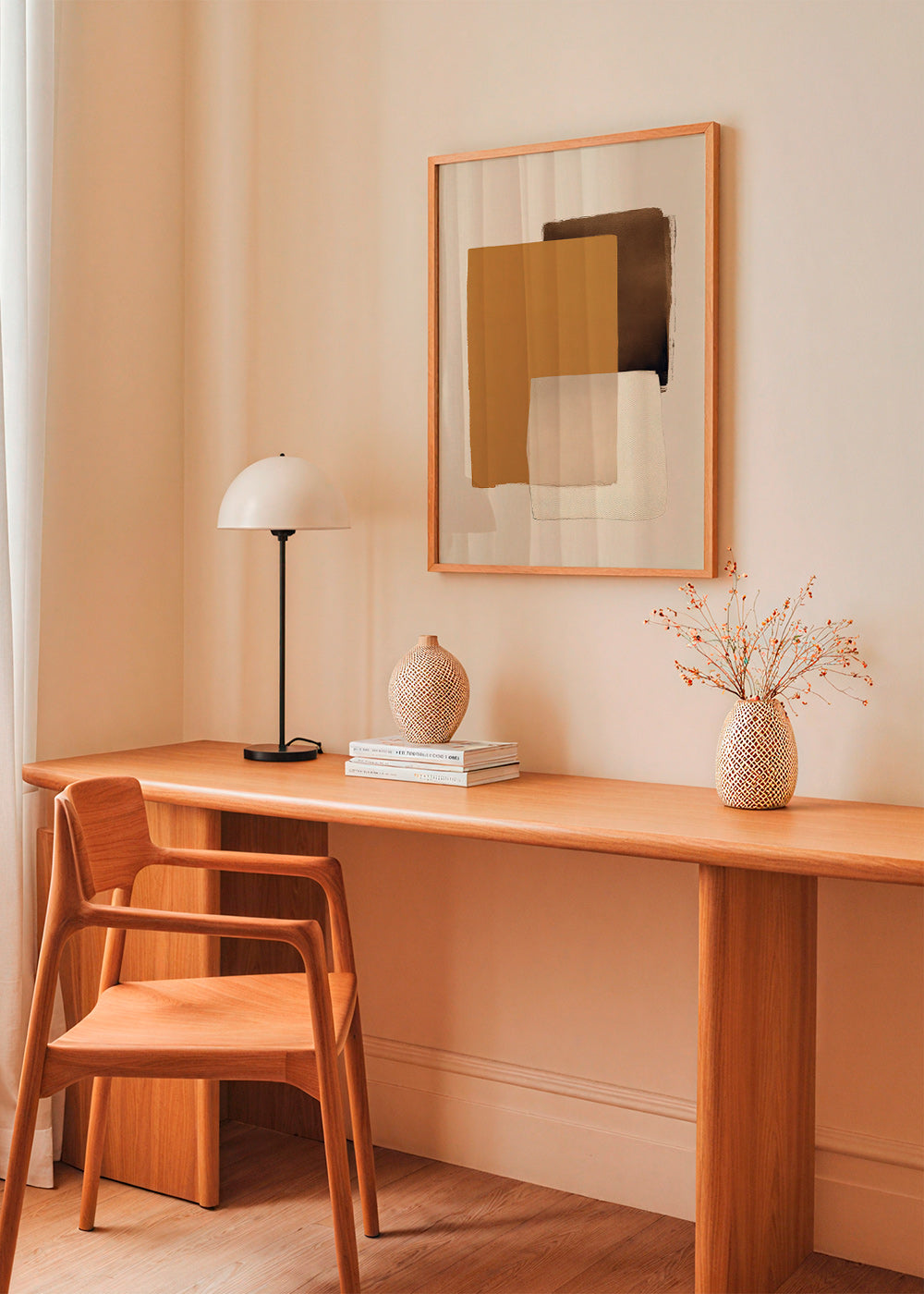 Abstract artwork in ochre layers