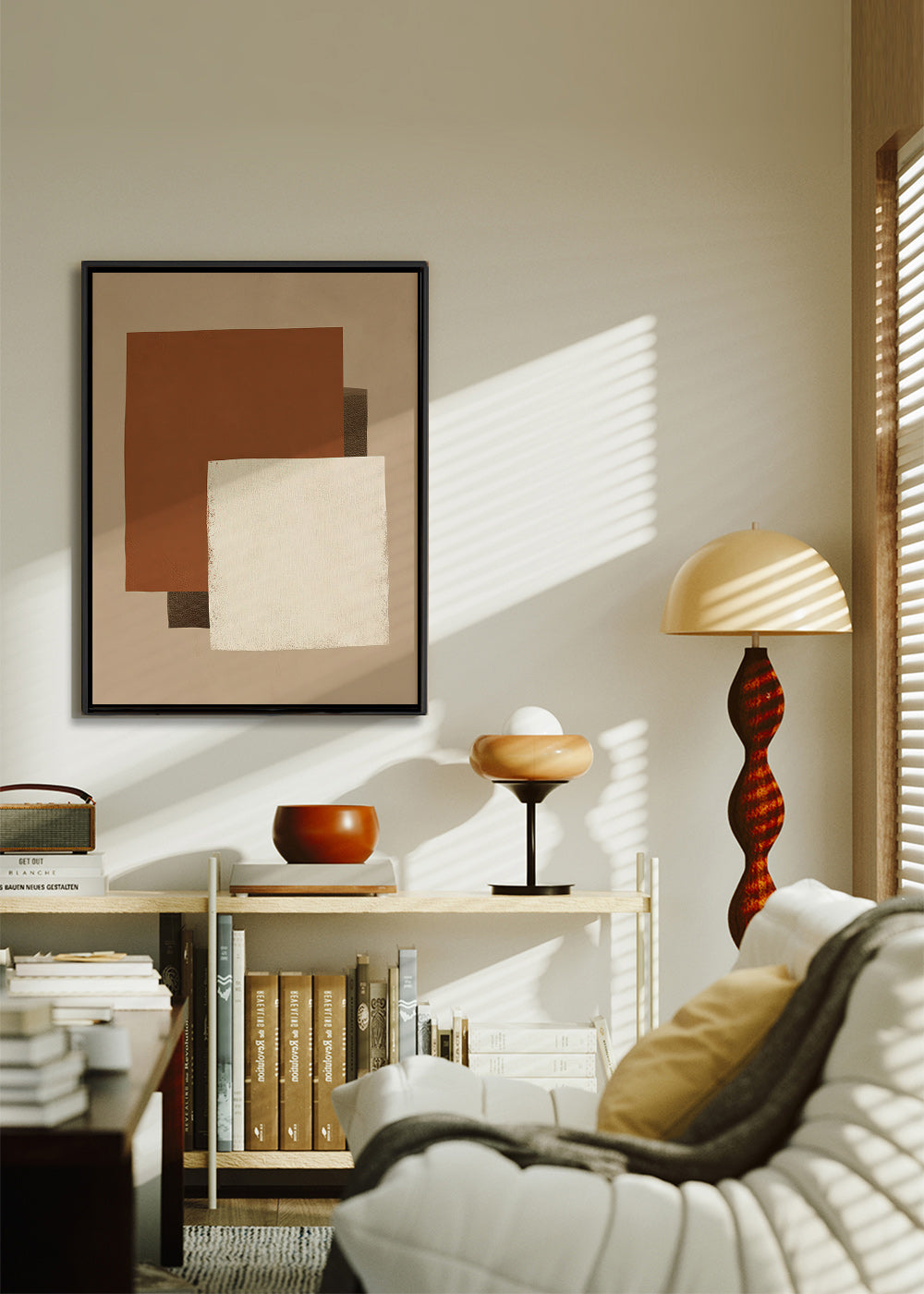 Geometric poster with earthy blocks