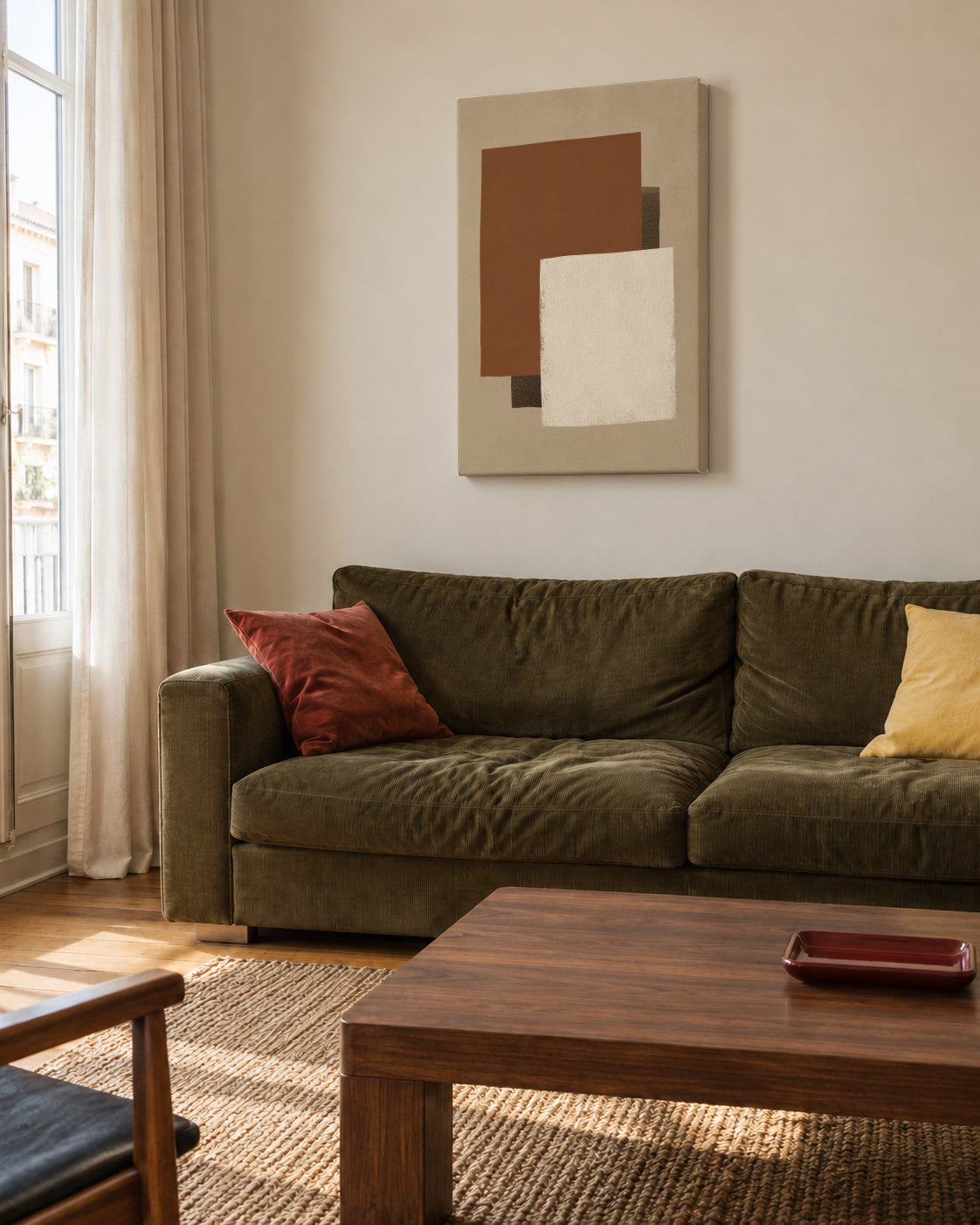 Clay Balance - Unframed canvas in an interior