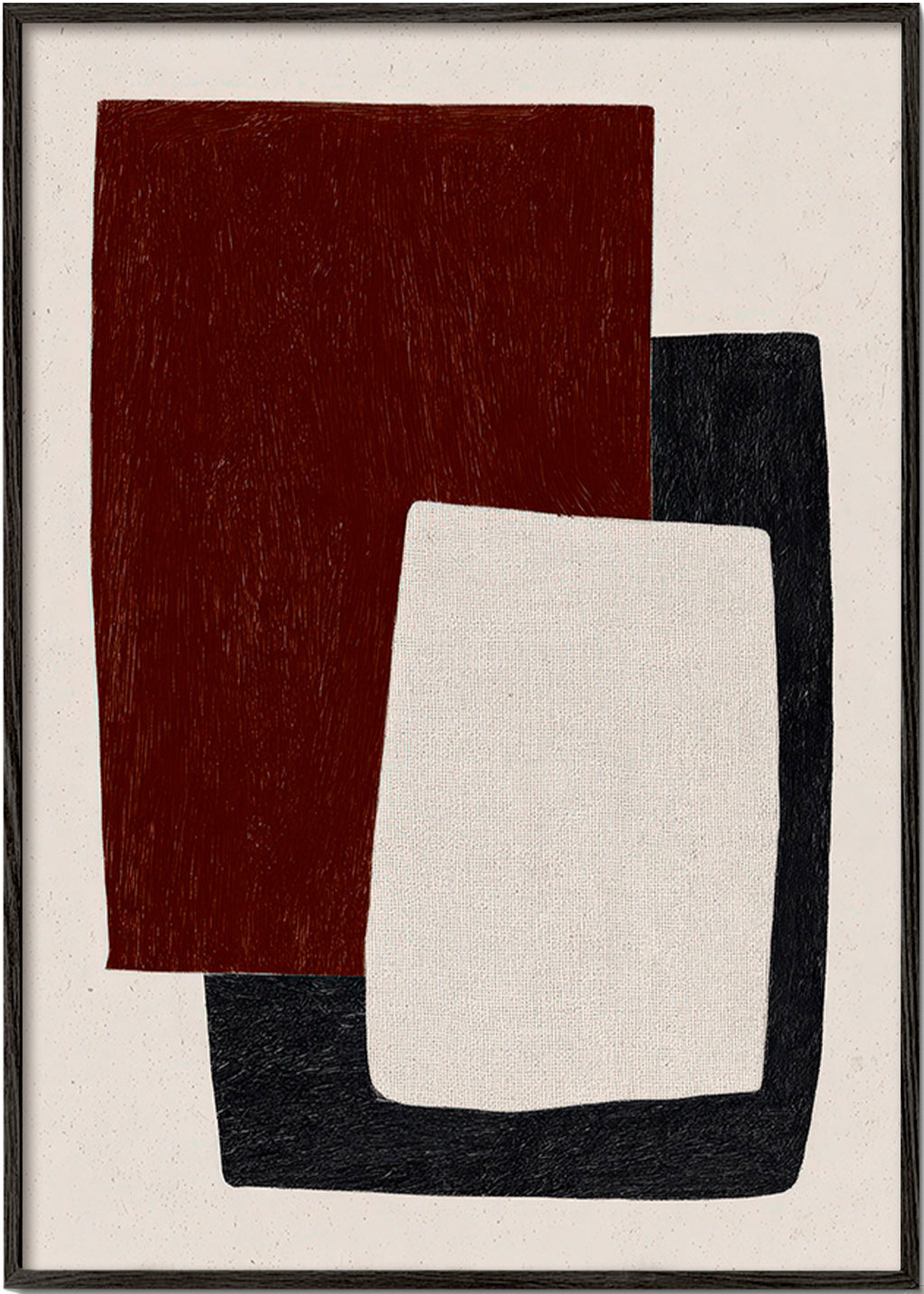 Geometric poster with overlapped burgundy shapes