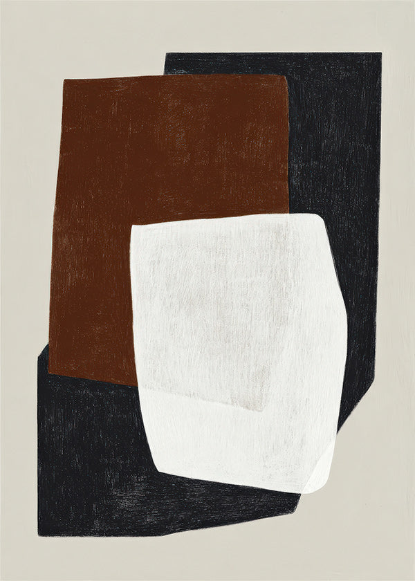 Geometric painting with layered earth blocks