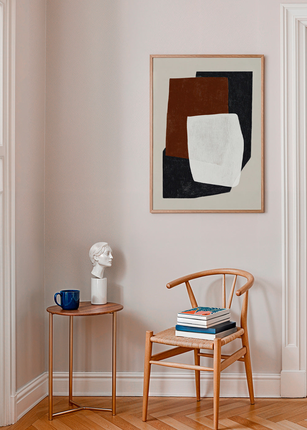 Geometric painting with layered earth blocks
