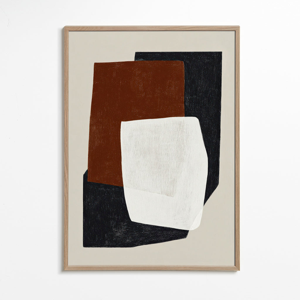 Geometric painting with layered earth blocks