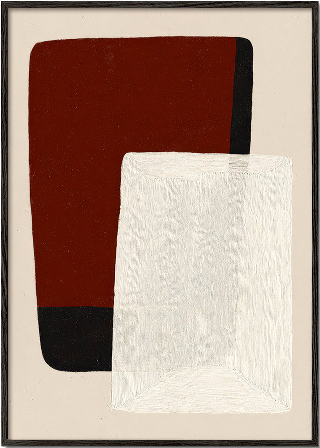 Abstract painting with earth and white blocks