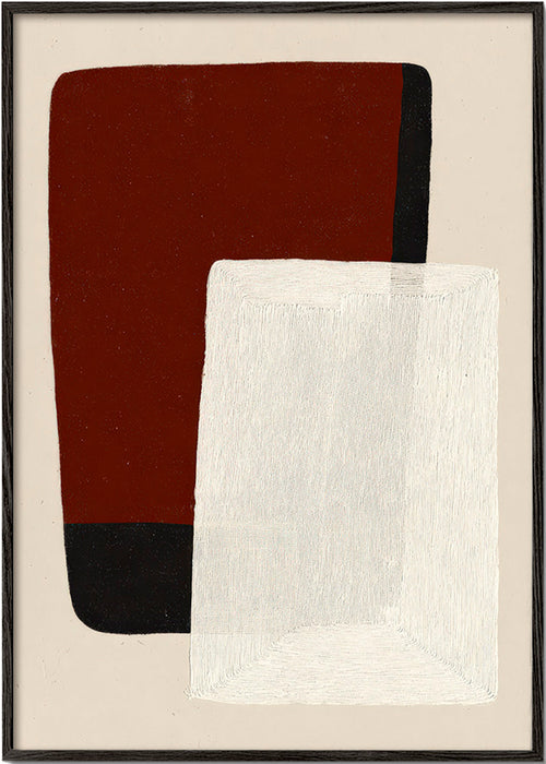 Abstract painting with earth and white blocks