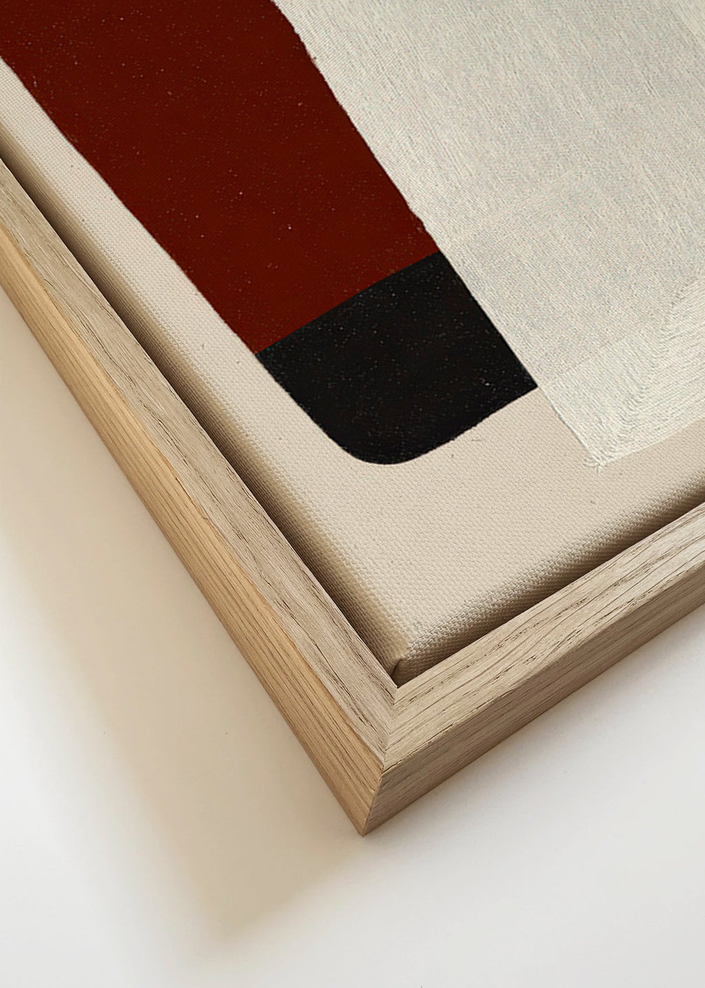 Abstract painting with earth and white blocks