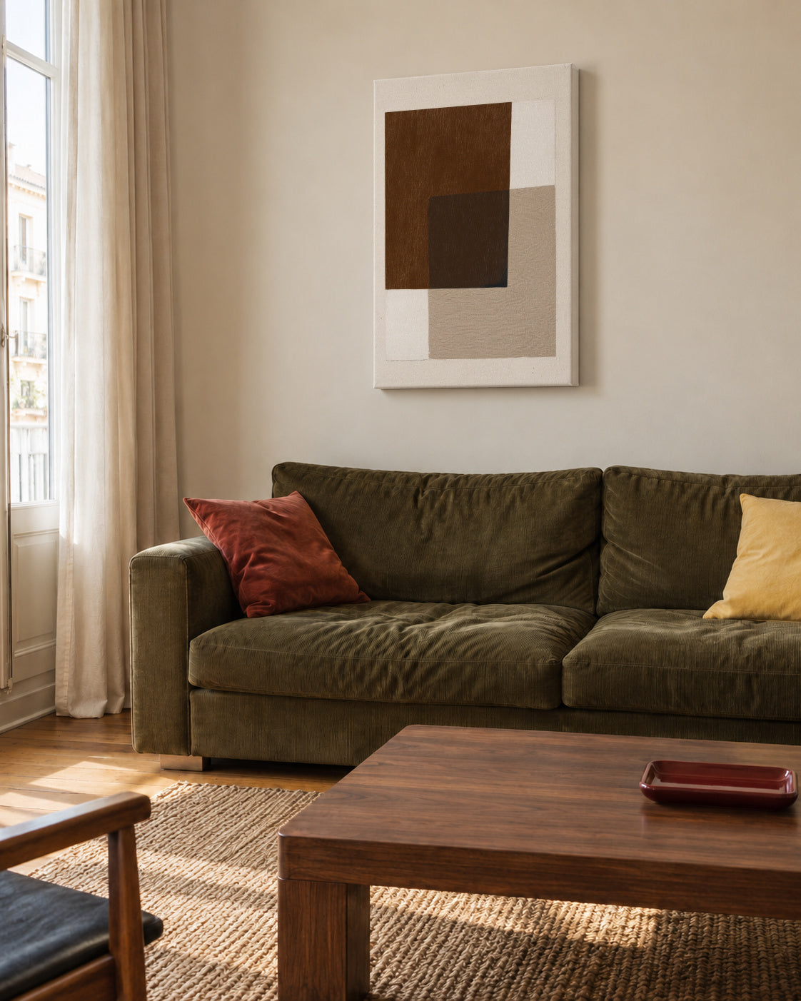 Minimal Earth - Unframed canvas in an interior